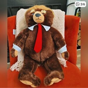 Trumpy  Teddy Bear with Red Tiie and cape. He still has his original Trumpy 🐻